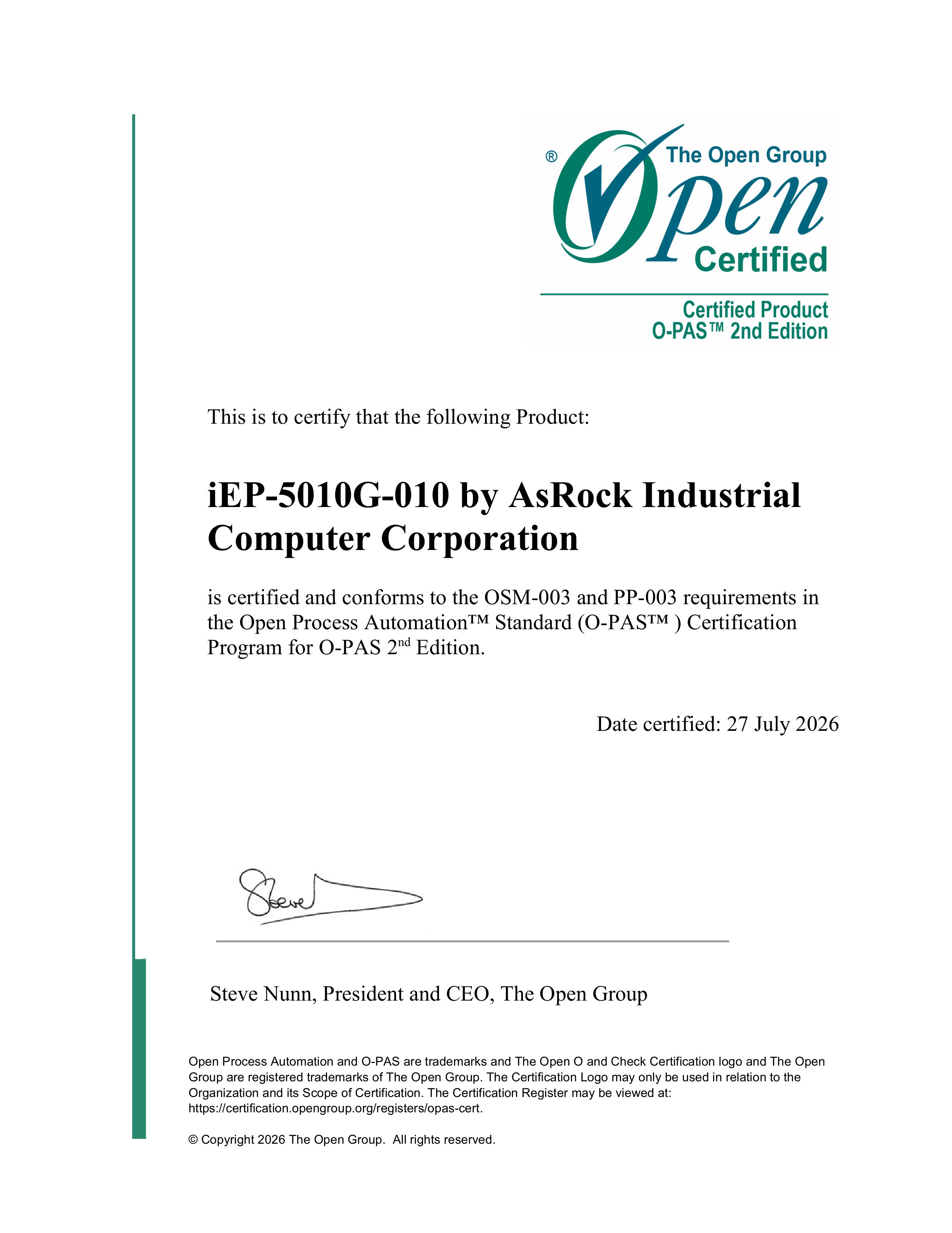 O-PAS Certification